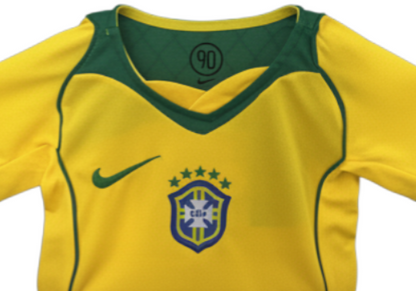 Brazil Home Jersey Kids Size 2004 Retro kit