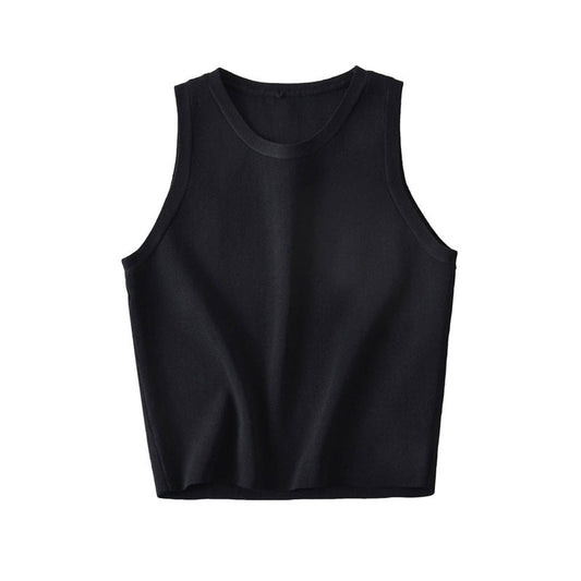 Women Vest Solid Color Knitted Slim Sleeveless